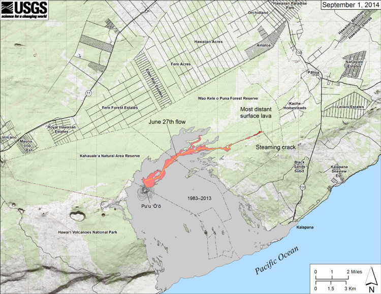 Hawaii Lava Flow Update for Monday, September 1