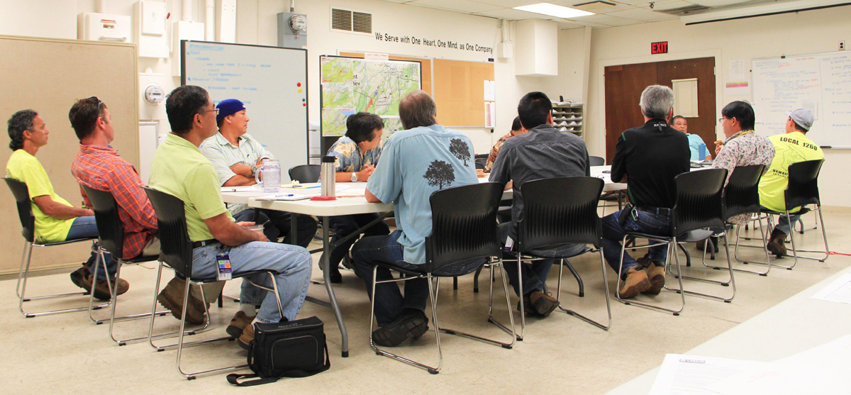 HELCO employees meeting to prepare for the lava flow, courtesy: Hawai‘i Electric Light Company