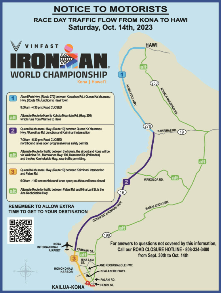 Closures Set For Saturday’s Ironman Championship In Kona