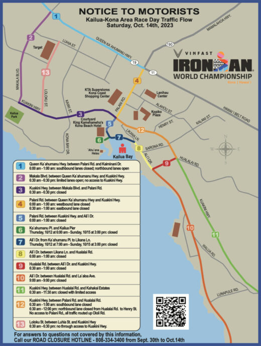 Closures Set For Saturday’s Ironman Championship In Kona